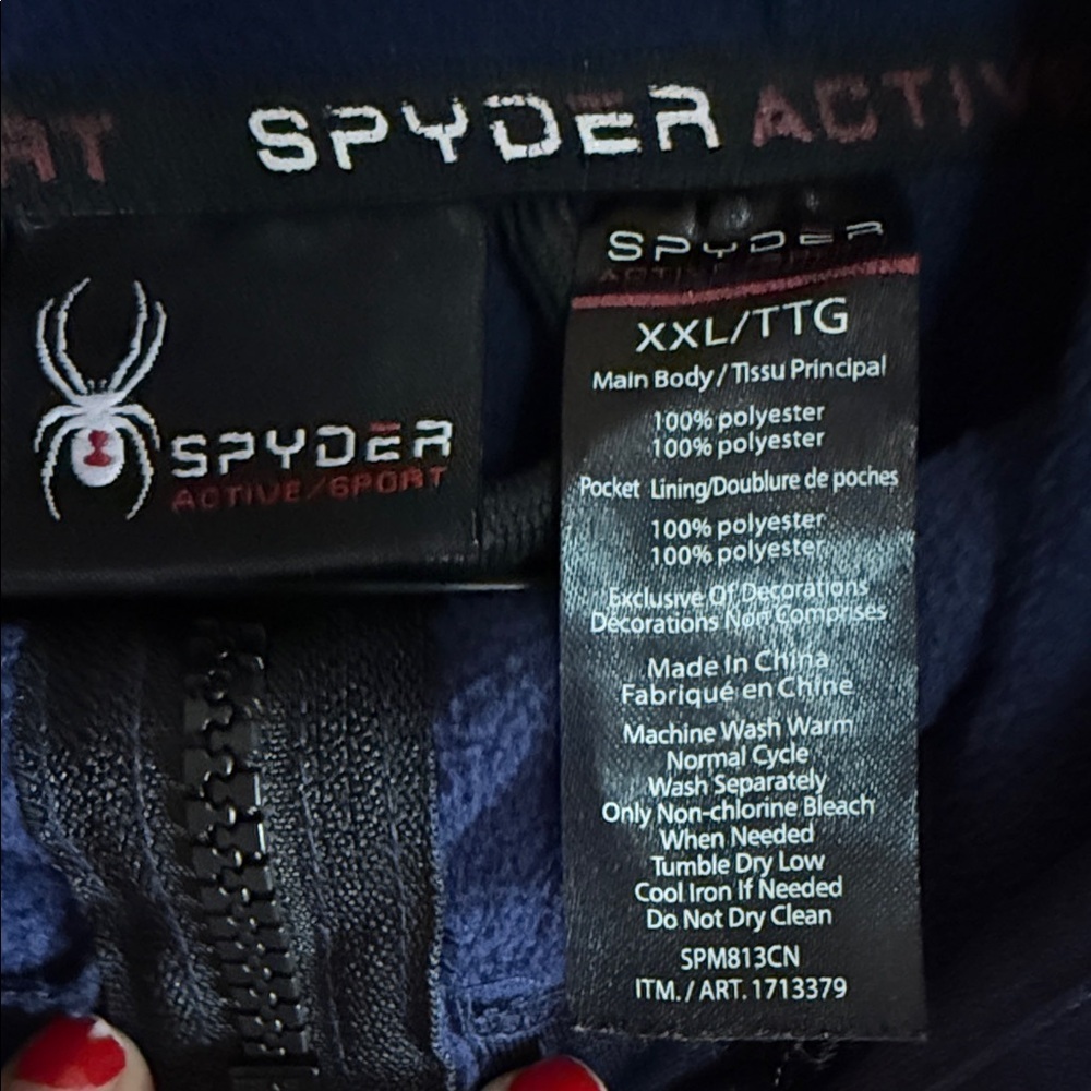 Spyder Active Men's Hooded Full Zip Jacket Brushed Fleece Lined Blue Red SizeXXL - Picture 4 of 16
